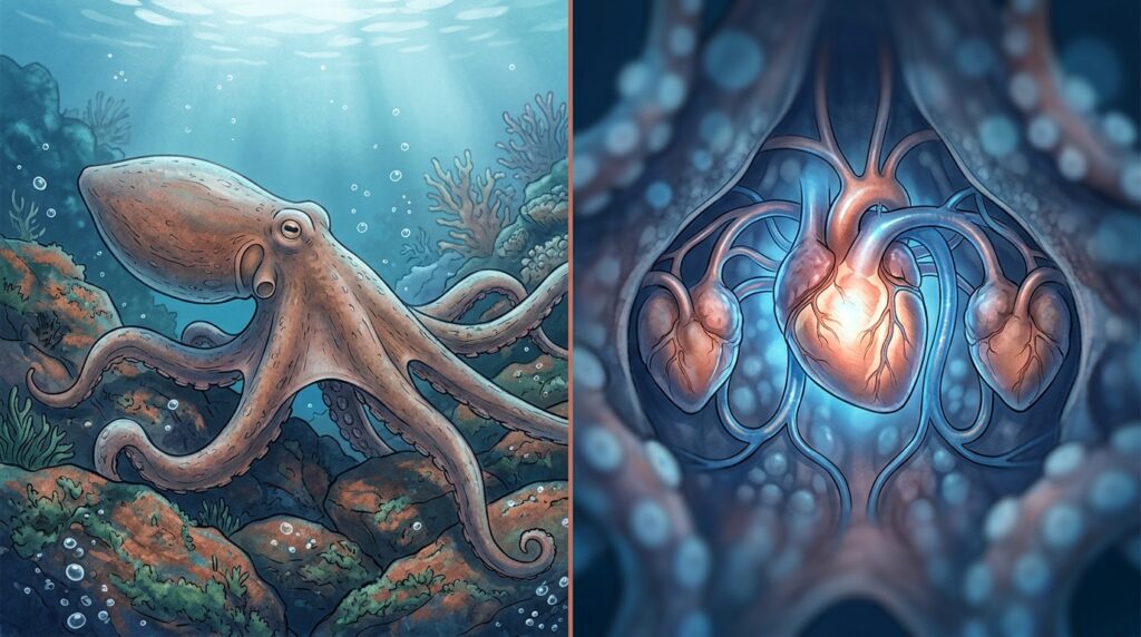 Por que o polvo tem três corações e sangue azul, e o que isso revela sobre o oceano