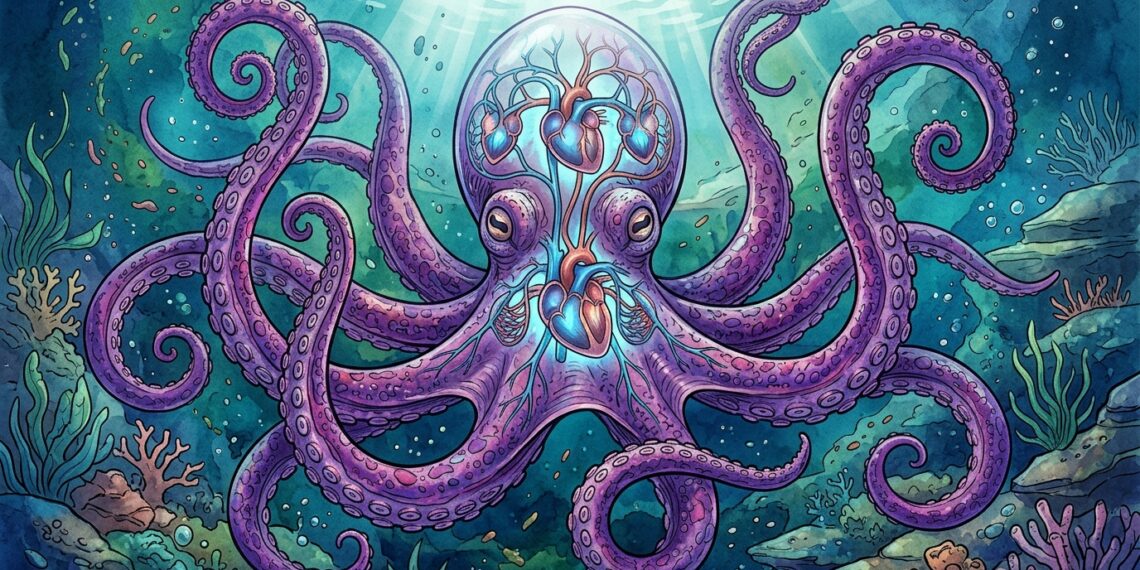 Por que o polvo tem três corações e sangue azul, e o que isso revela sobre o oceano