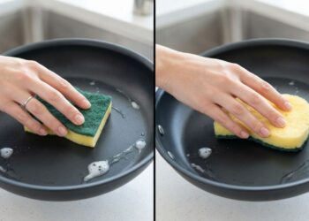 Lado áspero ou macio da esponja: veja a diferença e qual é o certo para usar em panelas de teflon, segundo fabricantes