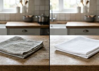 Como remover o encardido profundo de panos de prato: o truque do molho térmico com sabão de coco e bicarbonato que devolve a alvura original das peças sem danificar as fibras