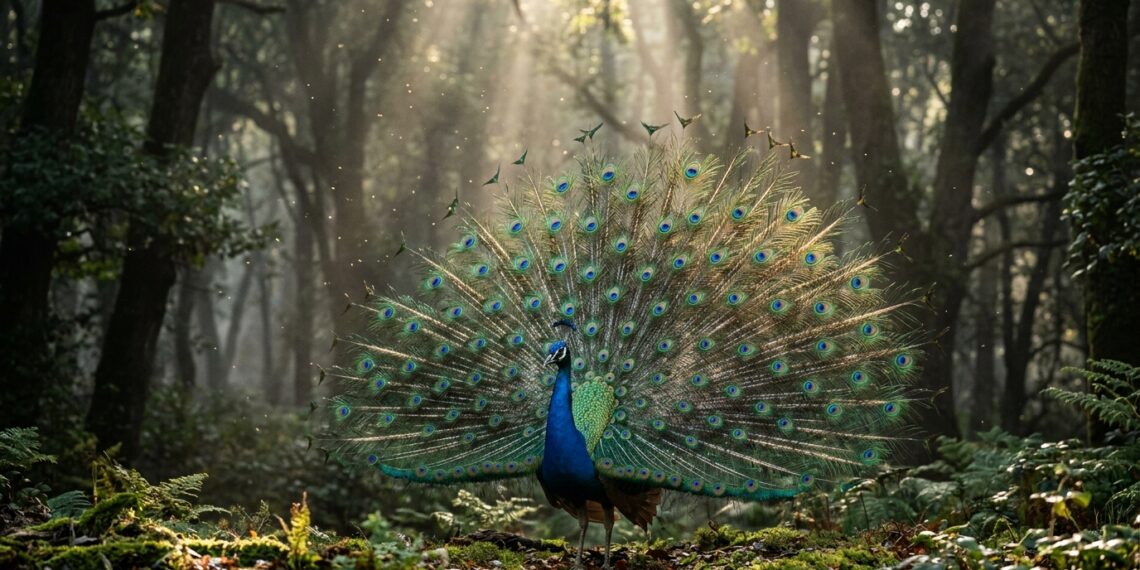 Pavão macho dança para impressionar a fêmea: saiba como funciona esse ritual de sedução
