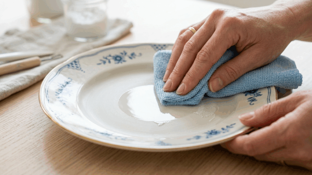 Pare de gastar dinheiro comprando novos conjuntos de jantar porque os seus pratos de porcelana estão riscados: esse é o truque caseiro muito mais barato que renova a superfície da louça