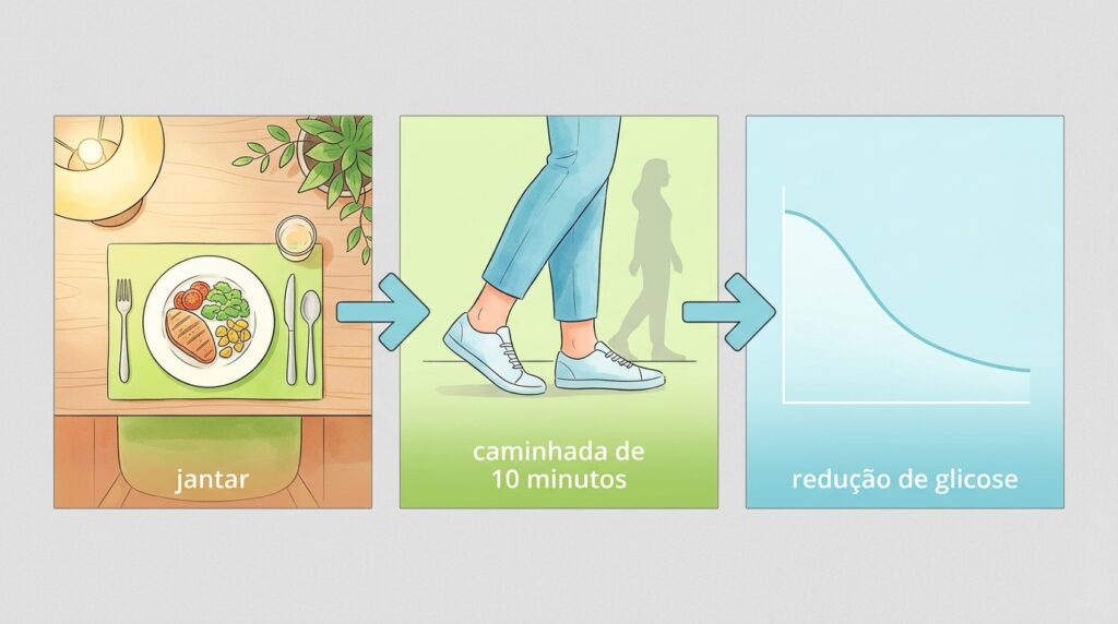 Jantar pesado na sexta: caminhada de 10 minutos após a refeição reduz pico de glicose, aponta estudo de 2025