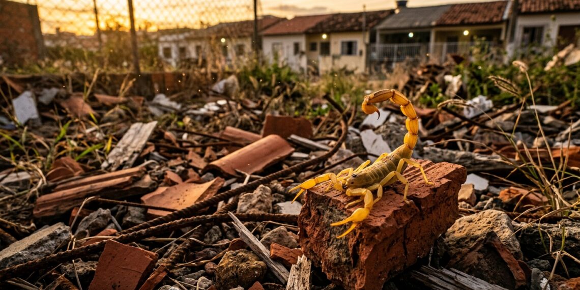 Jardineiros fazem apelo para que ninguém mais jogue resto de obra no terreno baldio: o entulho virou maternidade do predador noturno mais temido da cidade
