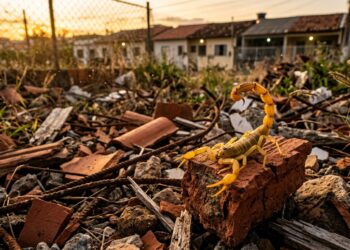 Jardineiros fazem apelo para que ninguém mais jogue resto de obra no terreno baldio: o entulho virou maternidade do predador noturno mais temido da cidade