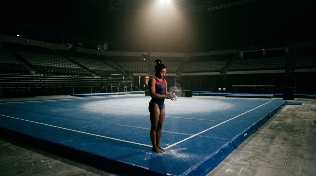 Frase do dia de Simone Biles: "Eu treino mais quando ninguém está olhando." – Como manter o foco quando tudo fica contra você segundo uma das maiores atletas de todos os tempos.