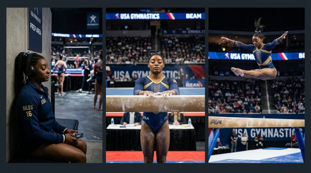 Frase do dia de Simone Biles: "A mentalidade é 90% do esporte." – Por que Simone Biles acredita que o psicológico supera o físico e como blindar sua mente contra a pressão.
