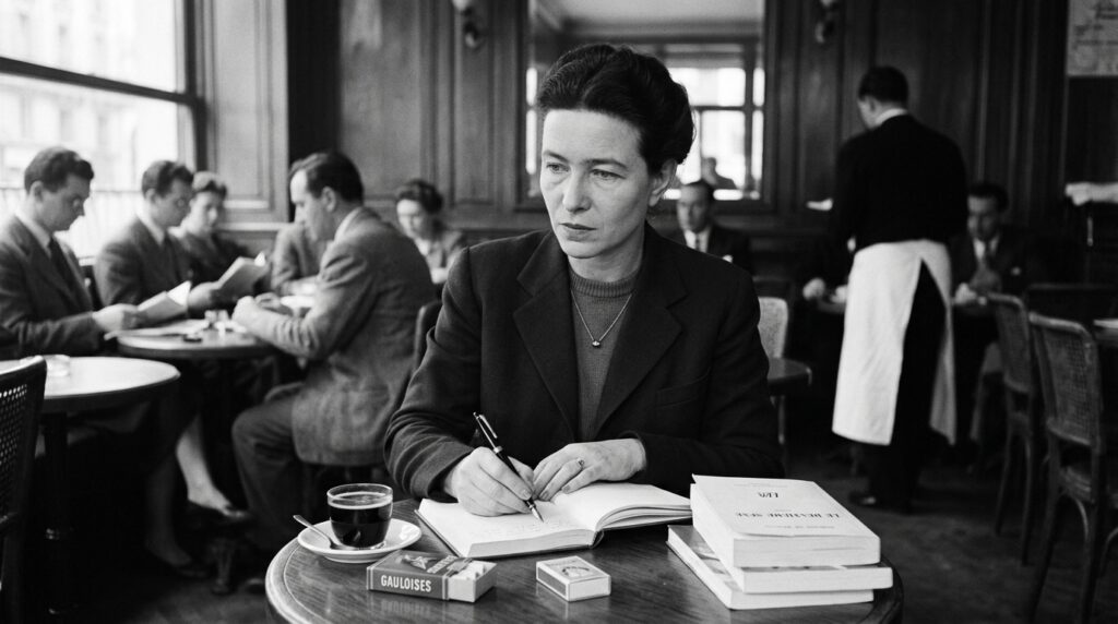 Frase do dia de Simone de Beauvoir, filósofa francesa e feminista: "Ninguém nasce mulher, torna-se mulher — e essa liberdade é nosso direito"