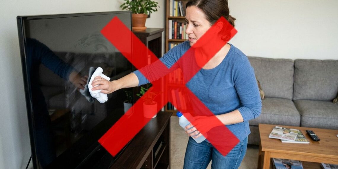 Não use álcool ou limpa-vidros em telas de TV e monitores: a maneira correta de higienizar displays com apenas água destilada e microfibra para evitar riscos permanentes e estufamento da película antirreflexo