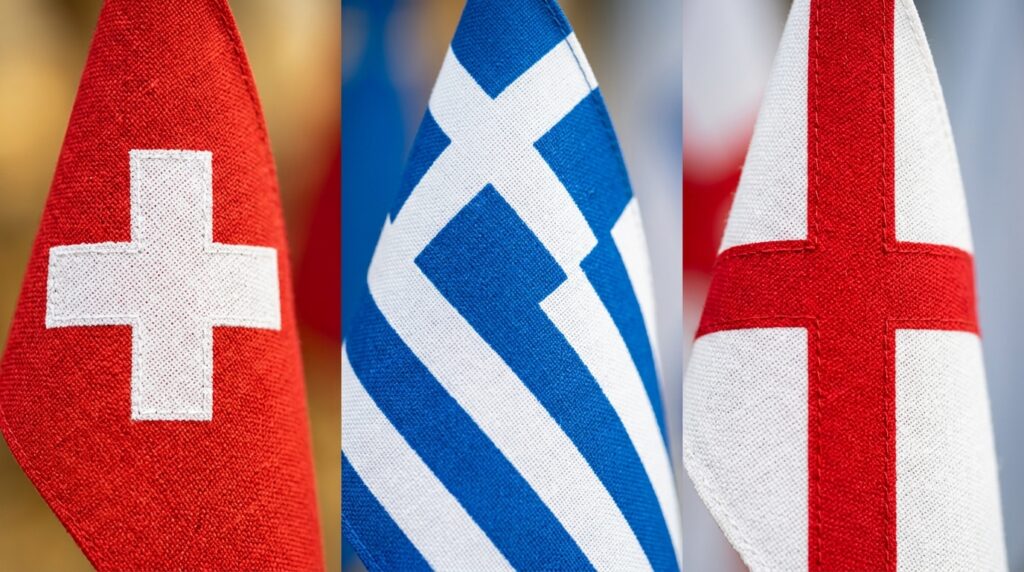 O símbolo que une e separa: como três países usam a mesma cruz com significados opostos
