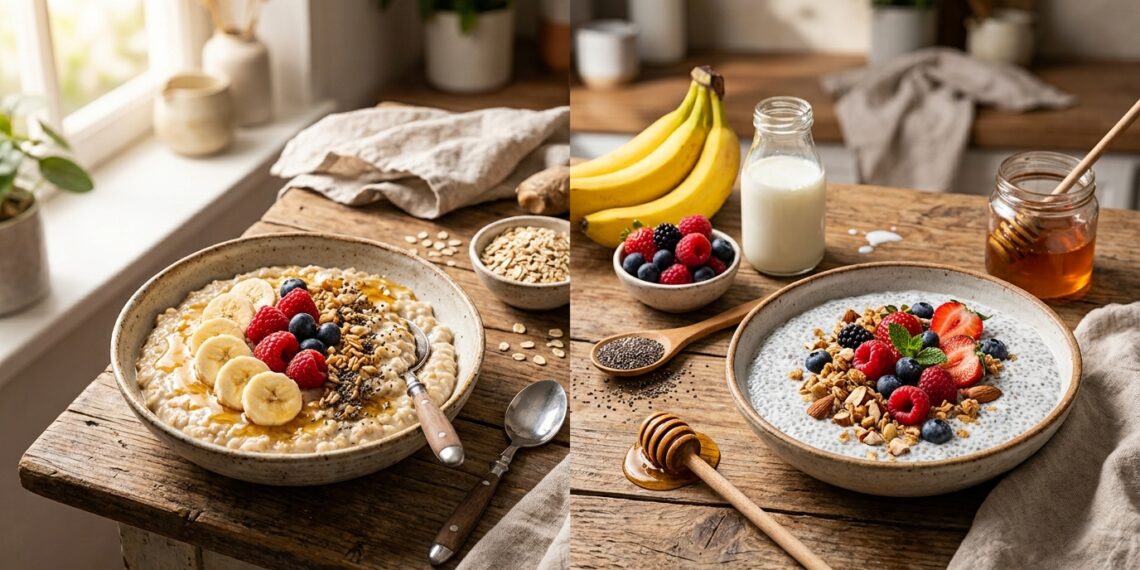 Mingau de aveia ou pudim de chia: qual escolha transforma seu café da manhã