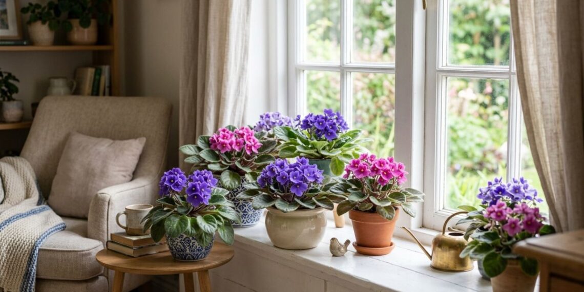 Como cultivar a violeta-africana em casa usando subirrigação para manter as folhas aveludadas livres de fungos
