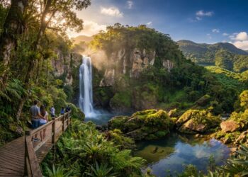 Capital Catarinense da Banana esconde uma cachoeira monumental de 125 metros em seu território