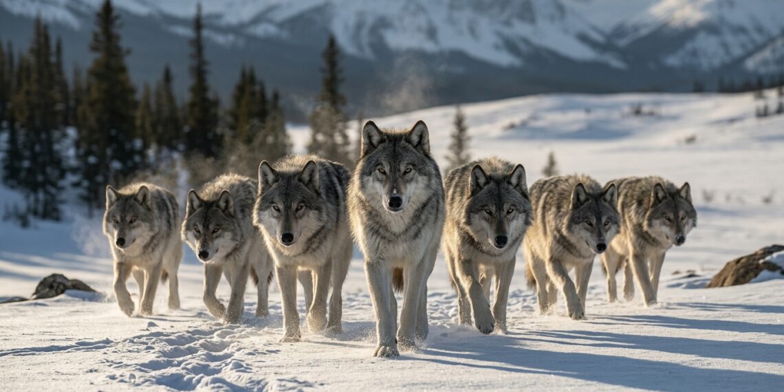 Como os lobos se organizam em formação militar para abater presas muito maiores