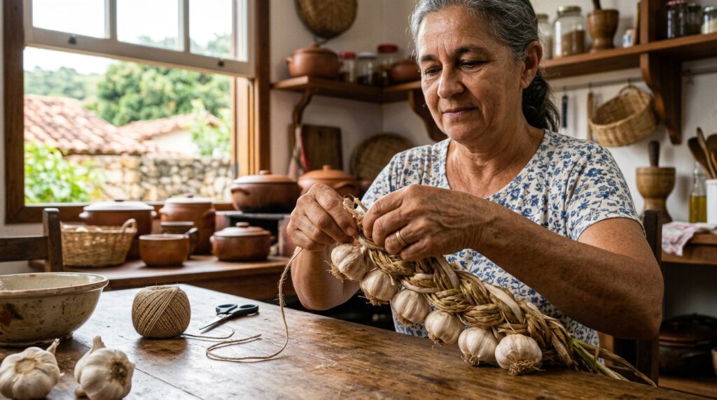 Alho pendurado na cozinha: propriedade científica que avós brasileiras sempre souberam