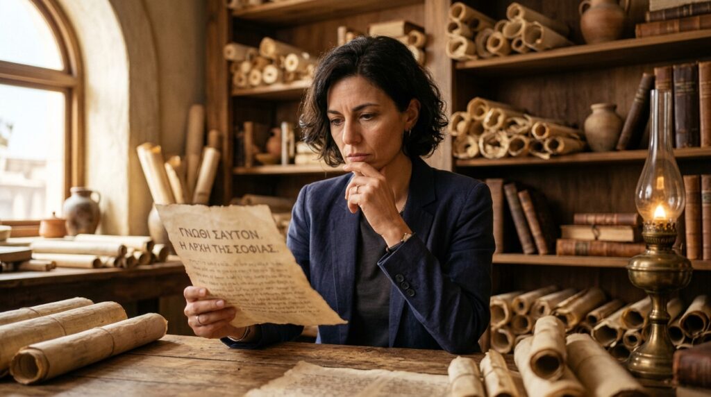 Frase do dia de Hipatia, matemática grega e astrônoma: ''Reza, mas continua remando em direção aos teus objetivos’’