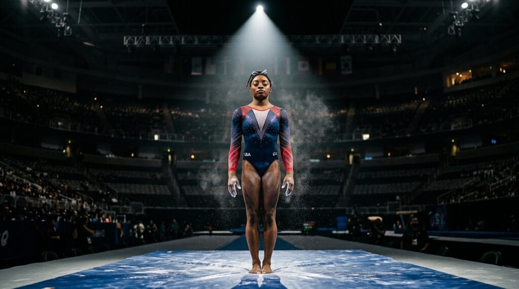 Frase do dia de Simone Biles: "A mentalidade é 90% do esporte." – Por que Simone Biles acredita que o psicológico supera o físico e como blindar sua mente contra a pressão.