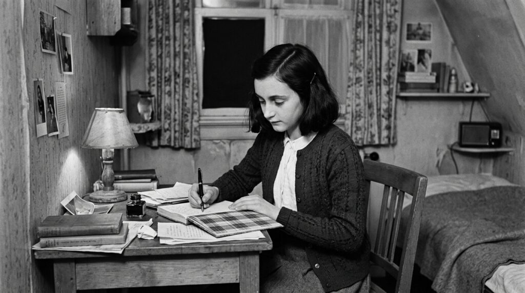 Frase de Anne Frank no dia: "Apesar de tudo, eu ainda acredito que as pessoas são realmente boas no fundo." Uma reflexão sobre esperança e humanidade em tempos de desespero