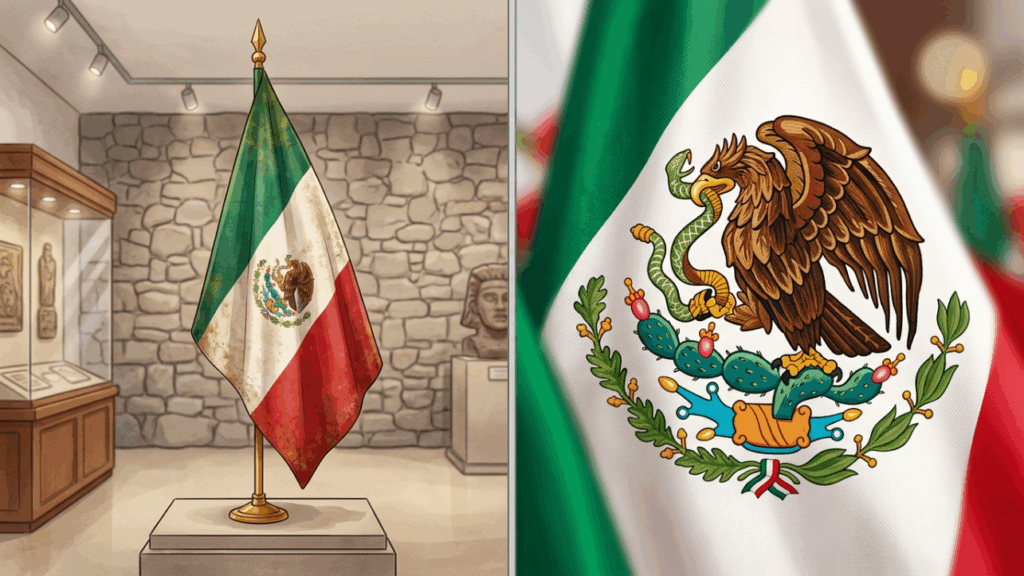 A bandeira do México foi adotada em 1968, mas sua águia e serpente contam uma história de 600 anos