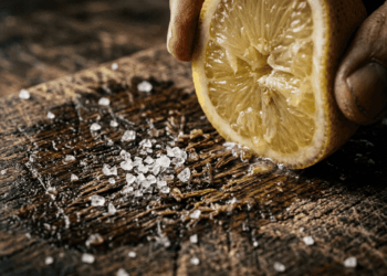 Renovação de tábuas de carne: Adeus às tábuas de madeira com marcas de faca e fungos: o truque infalível de esfregar limão com sal grosso e finalizar com óleo mineral para hidratar a fibra.
