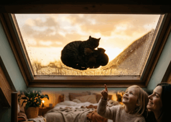Pai nota sombra estranha na claraboia e acaba salvando uma família inteira de gatinhos
