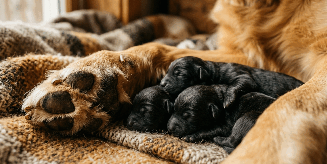 Golden retriever grávida de shih-tzu: entenda como Nina deu à luz 9 filhotes pretos