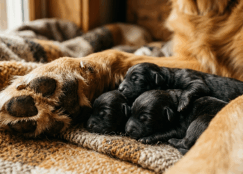 Golden retriever grávida de shih-tzu: entenda como Nina deu à luz 9 filhotes pretos