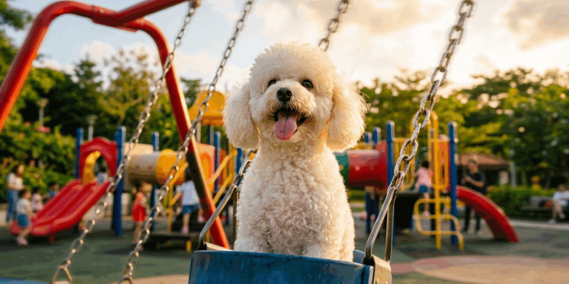 "A alegria pura": A história do cãozinho que ama andar de balanço e virou o frequentador mais fofo do parquinho