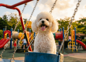 "A alegria pura": A história do cãozinho que ama andar de balanço e virou o frequentador mais fofo do parquinho