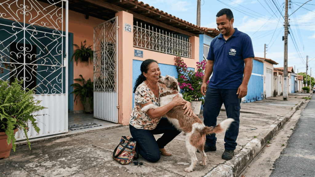 Corrida inusitada termina em reencontro emocionante após motorista reconhecer pet desaparecido