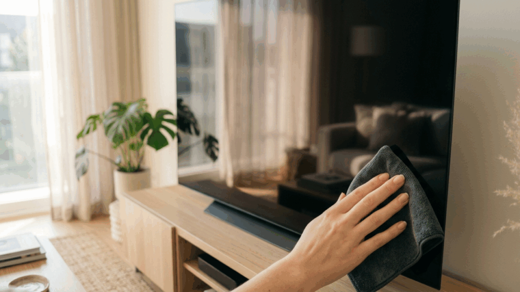 Entenda o passo a passo seguro para limpar a tela da TV e do monitor em casa