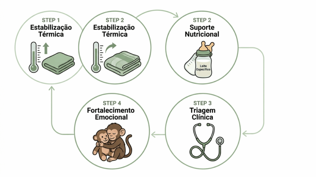 O abraço da sobrevivência: Filhote de macaco órfão ganha pelúcia para se acalmar