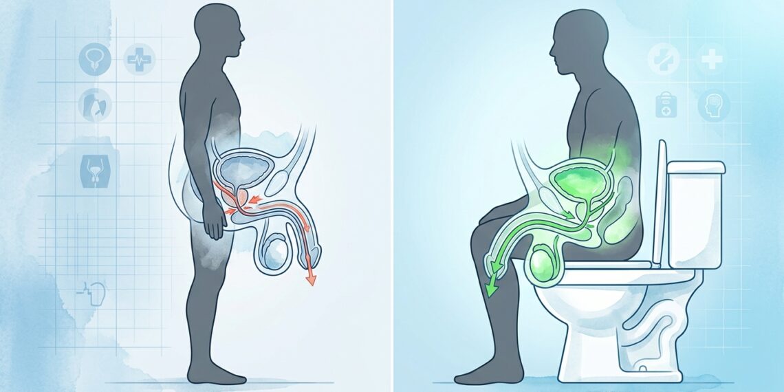 Urinar sentado ou em pé: qual posição esvazia melhor a bexiga e protege a próstata?