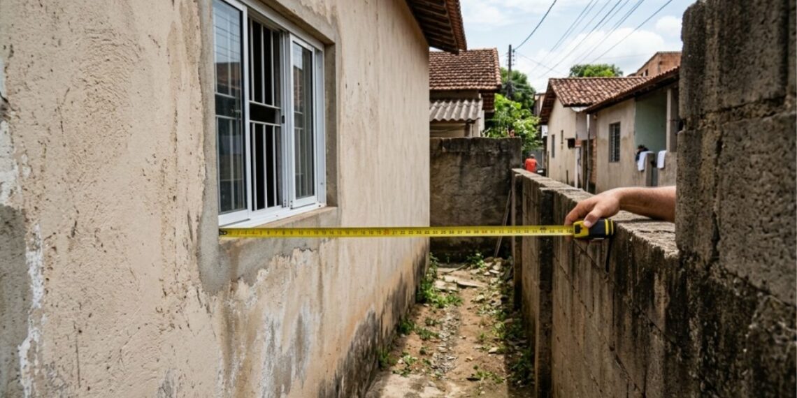 Um morador abre uma janela a menos de um metro e meio da linha divisória, tirando totalmente a privacidade do quintal vizinho, e é obrigado judicialmente a tapar a abertura com tijolos com base nas regras de construção do Código Civil