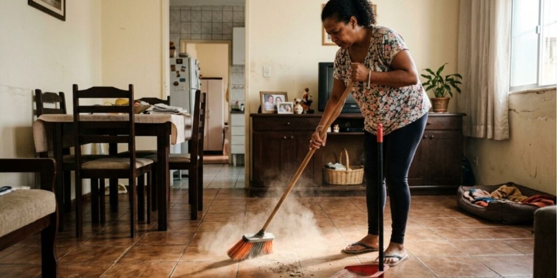 Porque passar um pano úmido direto no chão pode ser melhor para a sua saúde respiratória do que varrer a casa com vassoura