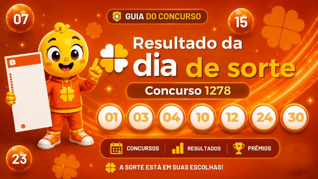Resultado do Dia de Sorte 1278: prêmio estimado de R$ 400 mil, hoje (21/08)