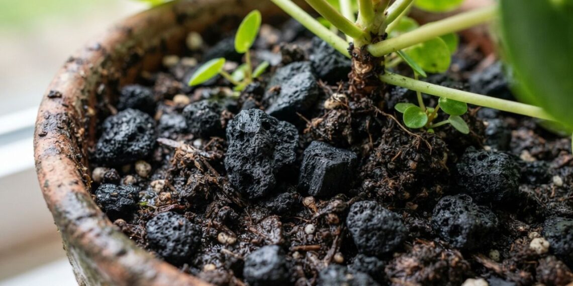 Colocar um punhado de carvão vegetal moído no fundo do vaso uma vez por ano: para que serve e quais são os seus benefícios?