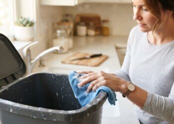 Nem limpador clorado forte, nem água sanitária pura: a melhor maneira de higienizar o cesto de lixo da cozinha usando água morna e desinfetante concentrado, segundo faxineiros