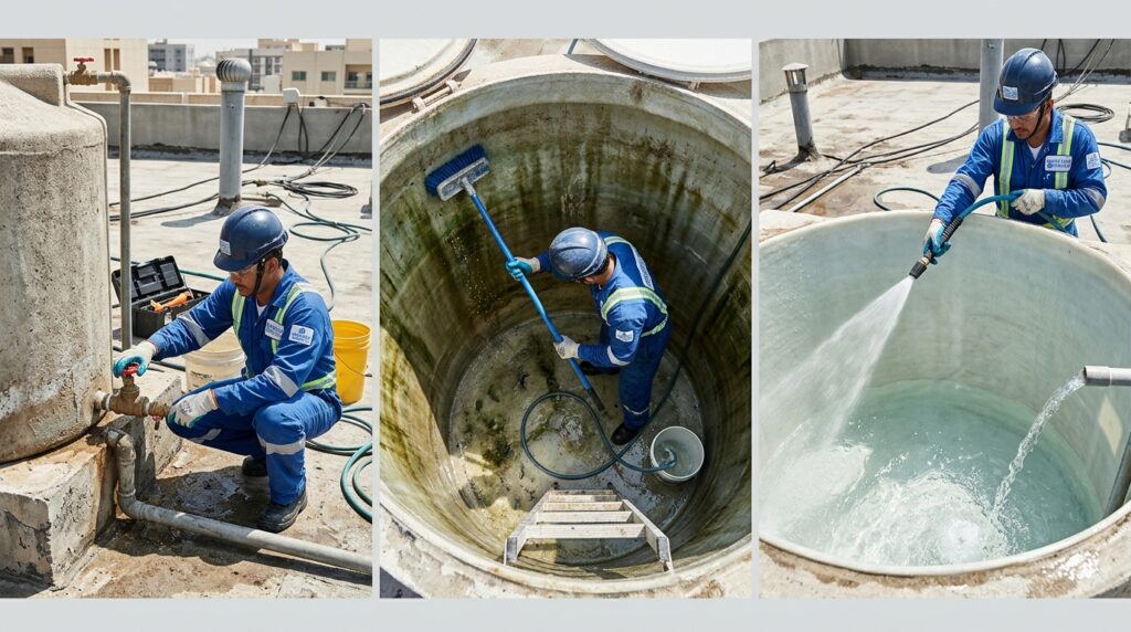 Cleaning_water_tank_triptych_202608171530-1024x572 Caixa d’água limpa por fora mas contaminada por dentro: o hábito que passa despercebido