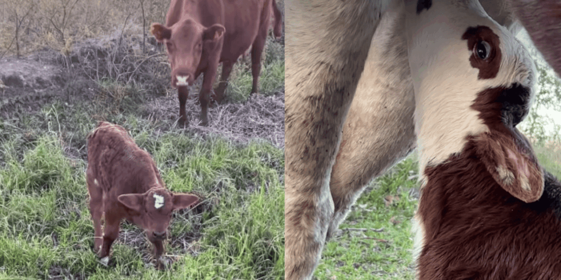 "Vida no campo e suas surpresas": bezerro salvo de urubus ganha amor e leite de mãe adotiva inesperada