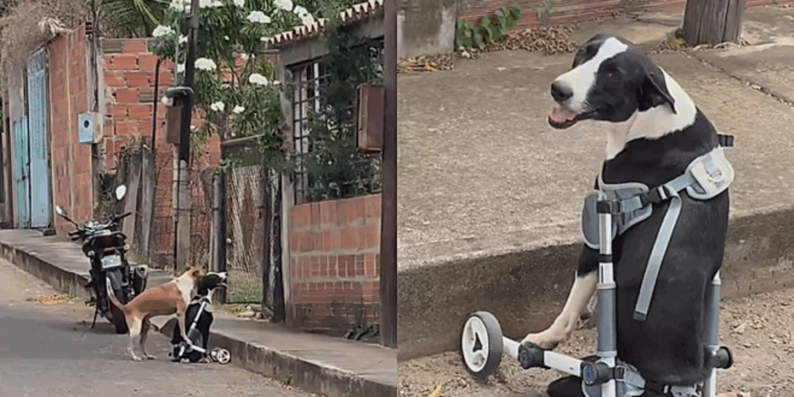 Cão caramelo tenta socorrer amiga cadeirante em apuros e gesto de lealdade comove abrigo