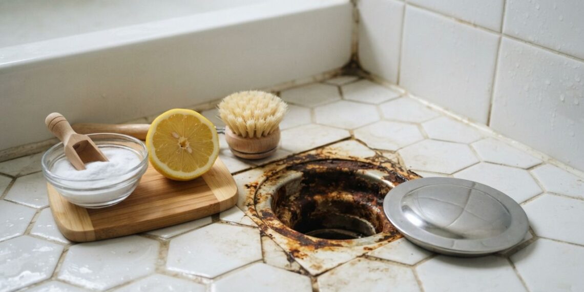 Nem limpador clorado pesado, nem esponja de aço: a melhor maneira de remover pontos de ferrugem superficial em ralos de inox usando limão e bicarbonato, segundo diaristas