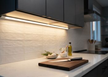 Usar fitas de LED de luz branca fria ou branca quente sob os armários da cozinha: veja a diferença e qual é a melhor alternativa para a área de preparo de alimentos, segundo arquitetos