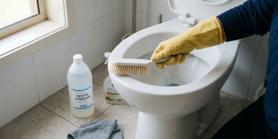 O ingrediente de cozinha que dissolve a mancha amarela do vaso sanitário em horas