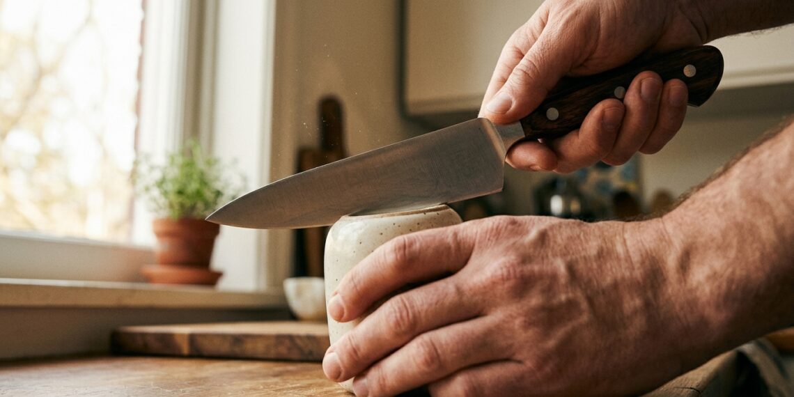Adeus faca sem corte: como afiá-la sem amolador usando um item simples que você tem em casa