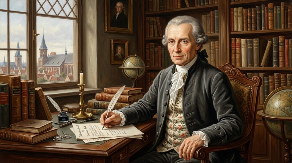Frase do dia de Immanuel Kant, filósofo prussiano do idealismo: "Aja apenas segundo a máxima que você gostaria que se tornasse lei universal”