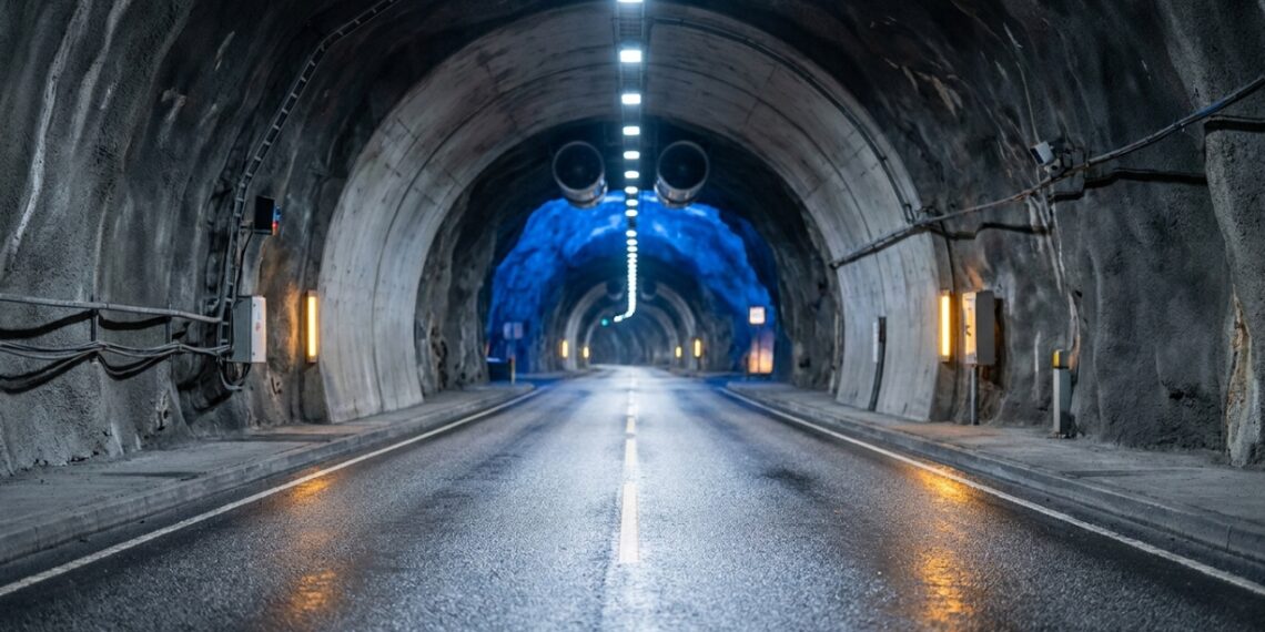 Cavernas iluminadas no túnel de Lærdal