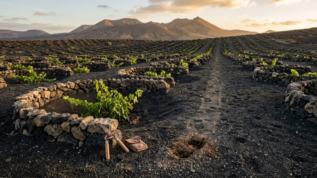 Como Lanzarote cultiva videiras com pouca chuva