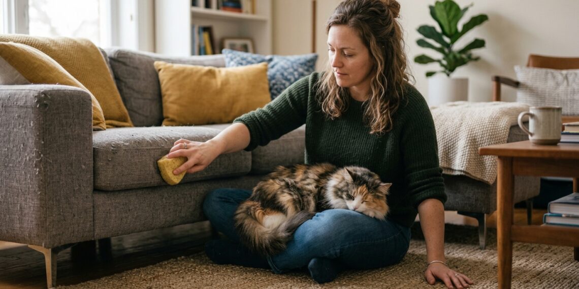 Esponja velha e molhada: o truque caseiro que remove pelos de pet de sofás e tapetes mais rápido que o aspirador