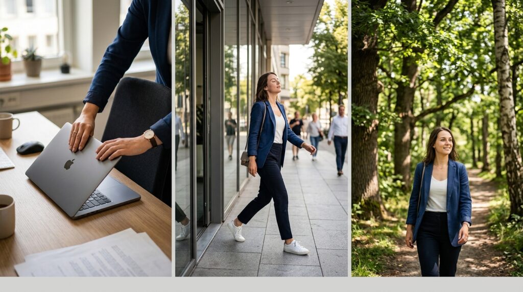 Caminhada de 20 minutos no almoço: o exercício que devolve a calma que as reuniões sugam todos os dias